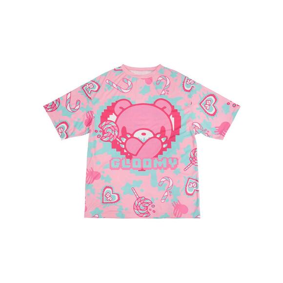 Gloomy Bear Pastel Pink & Blue Candy Heart Kawaii Punk Emo XXL T shirt Unisex - Picture 1 of 4